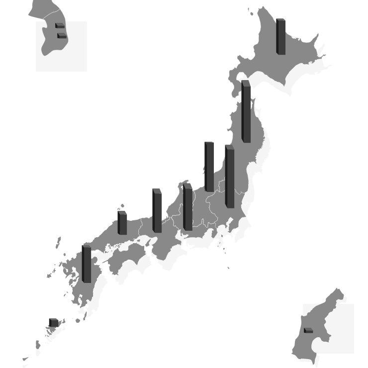 拠点数グラフ入り日本地図